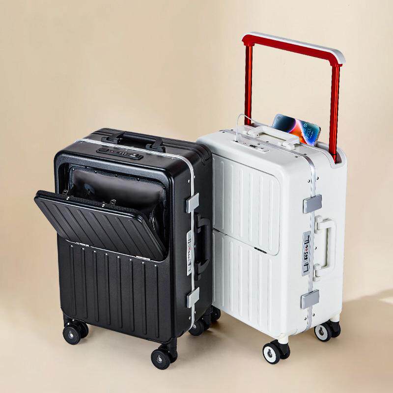 宽拉杆行李箱20寸女多功能前开盖登机拉杆箱密码旅行箱24结实耐用