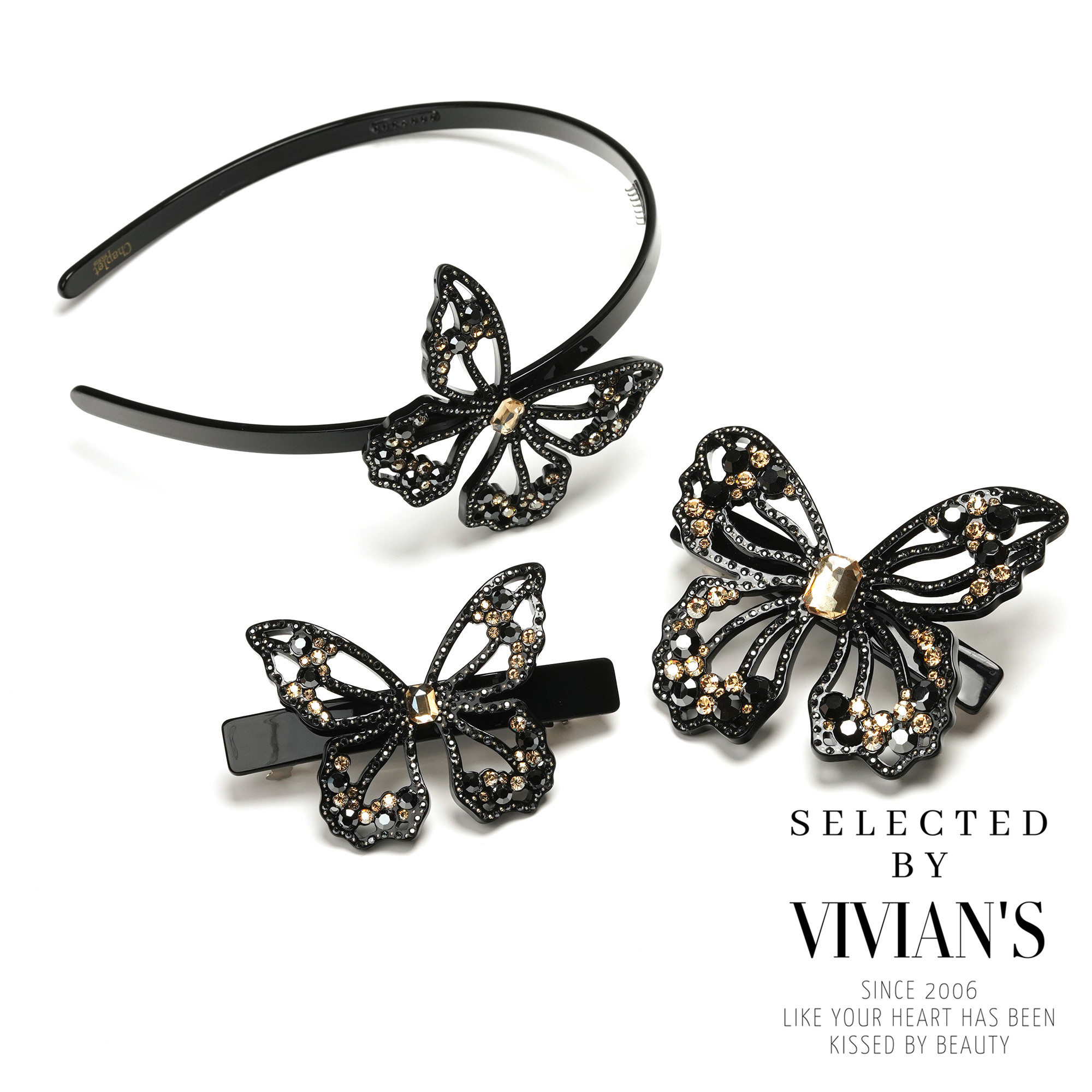 轻奢水钻蝴蝶发饰~奢华本奢~佩妮chaplet弹簧夹横夹发箍压发发卡