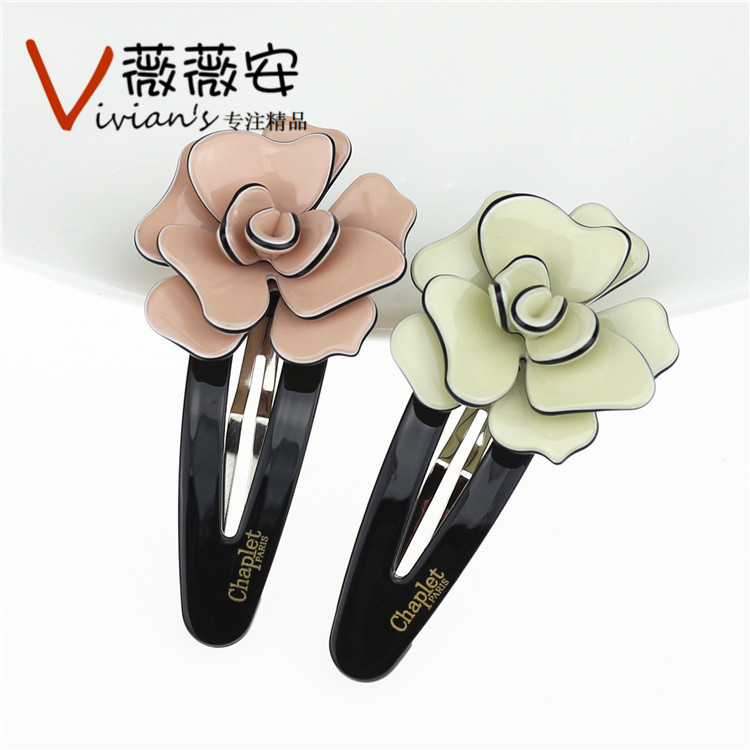 法国佩妮chaplet正品 绽放玫瑰花朵bb夹水滴夹边夹发饰头饰发夹