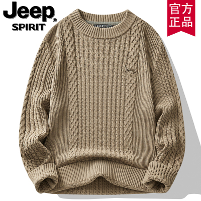 jeep圆领纯棉圆领厚款毛衣针织衫
