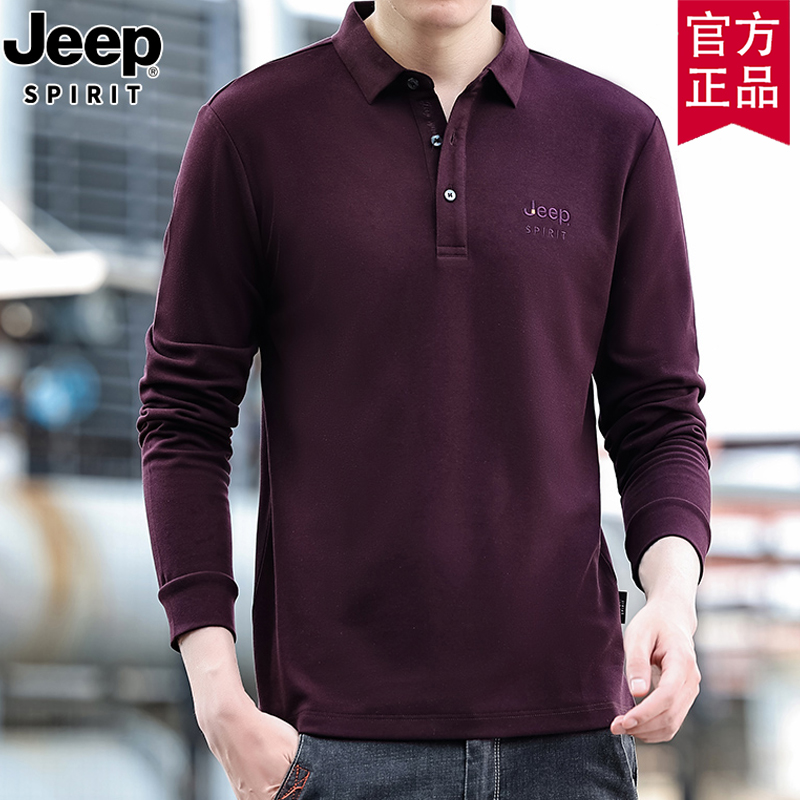 jeep春秋长袖商务潮流t恤polo衫