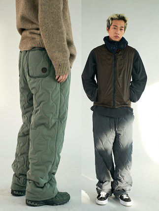 NKGC 保暖 复古日系户外抽绳绗棉滑雪裤夹棉防风休闲裤中性