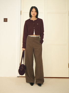 NKGC 秋冬美式复古刺绣纯色针织开衫短款百搭加厚毛衣女三色