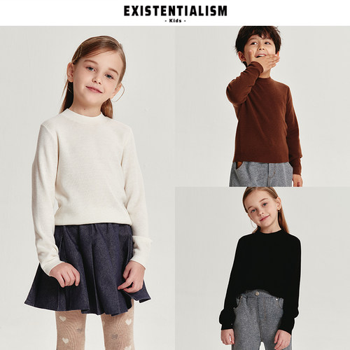 EXISTENTIALISMkids25新款童装半高领软糯上衣基础羊毛针织打底衫