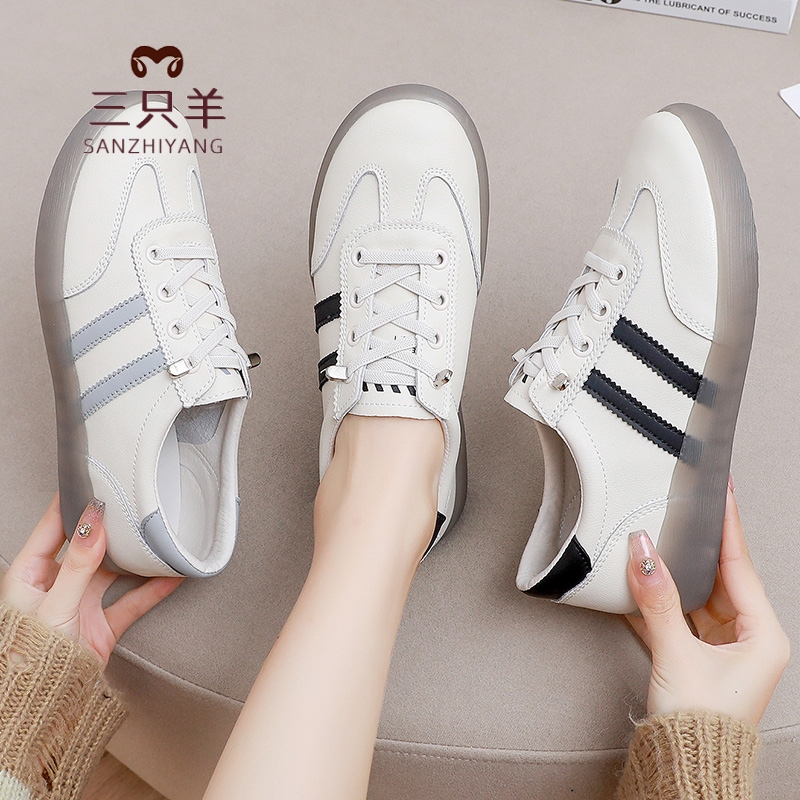 三只羊四季休闲一脚蹬健步小白鞋