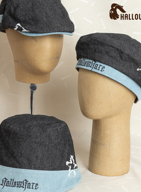 HallowHare文艺拼色牛仔系列鸭舌帽贝雷帽渔夫帽