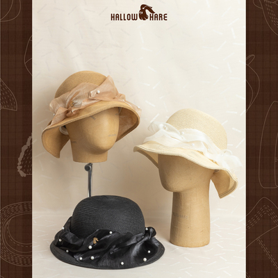 HallowHare纱网蝴蝶结草帽