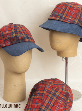 HallowHare复古撞色脏染格子系列棒球帽渔夫帽鸭舌帽