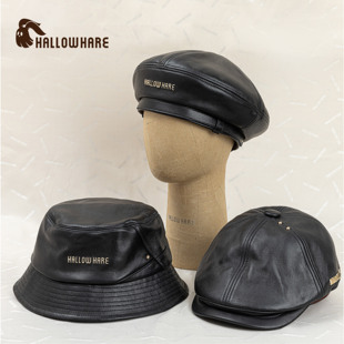 HallowHare高级软糯100%纯小羊皮鸭舌帽贝雷帽渔夫帽真皮五金系列