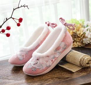 【九尾狐】登云履古风古装内厚底坡跟汉服绣花布鞋加毛秋冬款女鞋