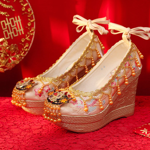 绣禾缘原创手工轻奢古风明制婚礼绣鞋中式古装秀禾婚鞋女汉服婚鞋