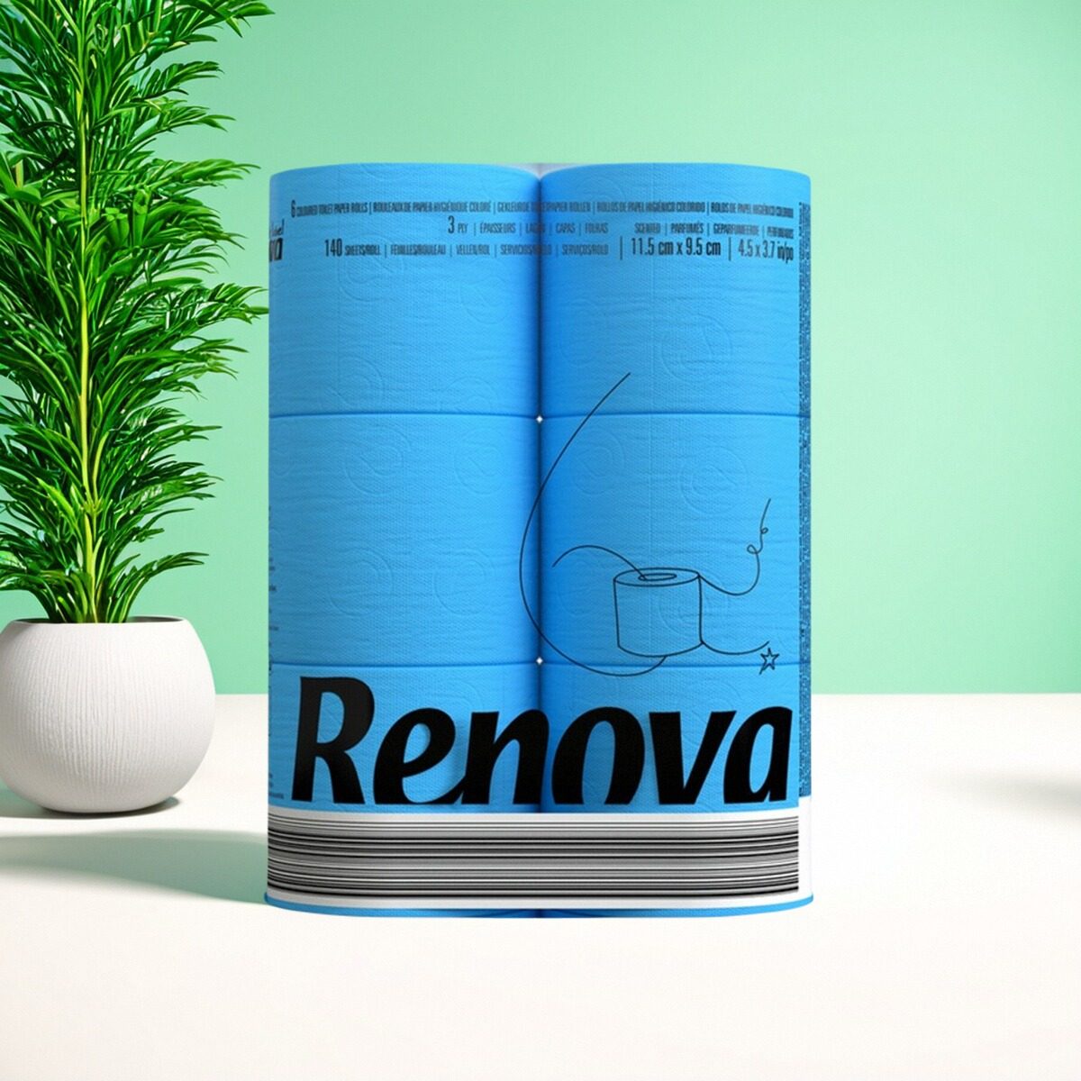 Renova彩色厕所卷纸蓝色彩色多巴胺高档餐巾纸香味ins网红纸巾