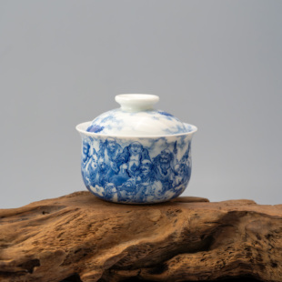 景德镇画堂春陶瓷九字珍藏十八罗汉两才盖碗大梁老师亲工釉下彩