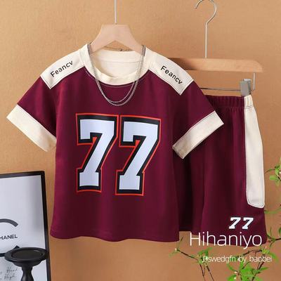 儿童运动套装男童短袖t恤短裤两件套女中大童夏季薄款透气速干衣