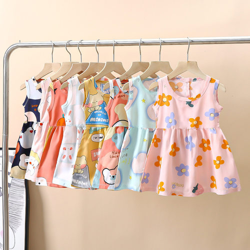 2026夏季新款童装连衣裙女童棉绸裙子公主裙背心裙女宝宝家居睡裙