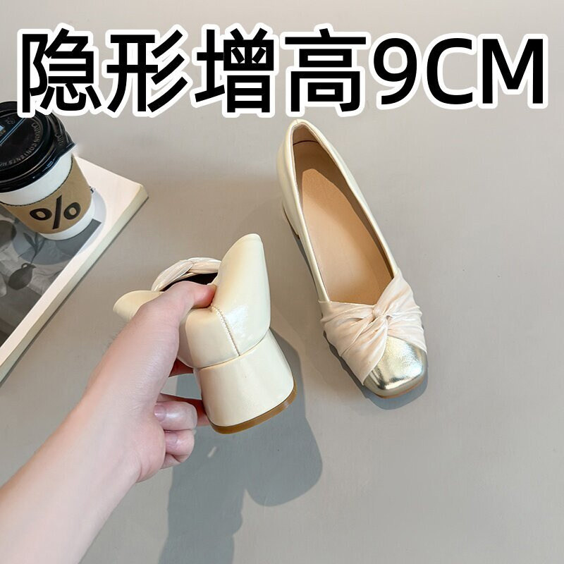 真皮粗跟高跟鞋玛丽珍鞋
