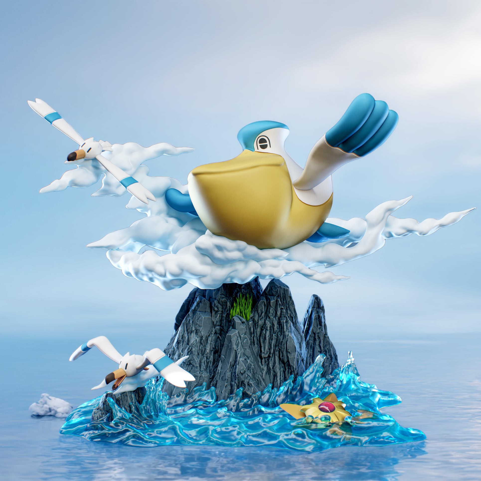 【九月JJ】代购定金微笑工作室水系生态第一弹大嘴鸥进化组宝可梦