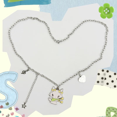 音乐银色项链萌萌小动物shishihshop西西商店原创插画鸟鸟一