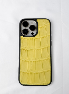 进口湾鳄鱼皮手机壳黄色黑色真皮鳄鱼皮支持定制 孤品 展示