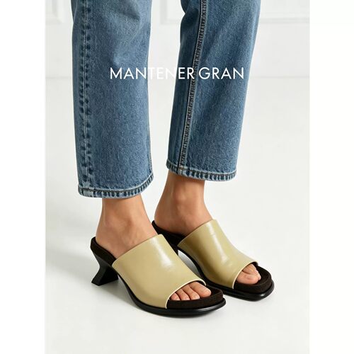 MantenerGran绝美高跟凉拖鞋女外穿夏季露趾方头一字拖鞋 MG女鞋
