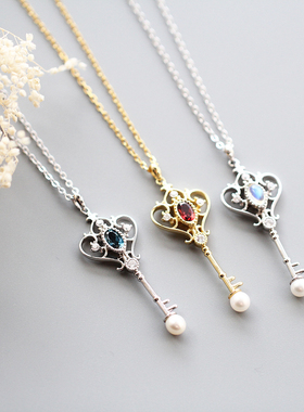 缪媞斯里兰卡月光石冰种项链S925纯银珍珠项链少女小众设计甜美