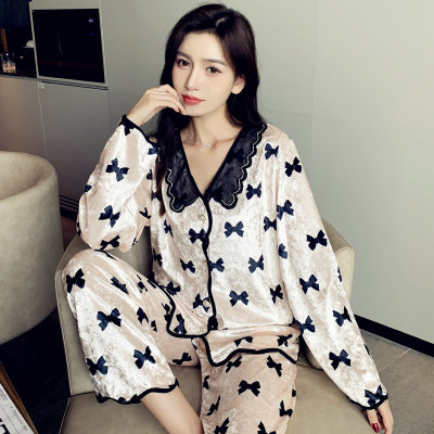 金丝绒睡衣女款2025秋冬款新款薄绒甜美公主风性感家居服性感气质