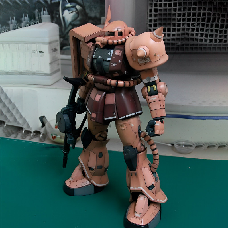 alexshop加工 代工 上色 做旧新配色万代 PG1/60Zaku II Char扎古