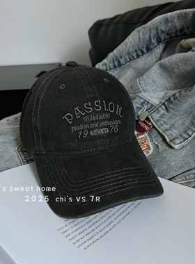 韩系潮牌字母刺绣棒球帽男女ins大头围显脸小休闲百搭纯色鸭舌帽