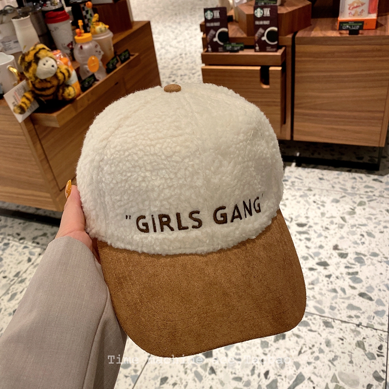 棒球帽保暖休闲女秋冬季字母刺绣