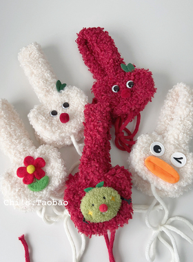 日系简约可爱毛绒苹果耳罩