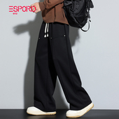 青年直筒黑色裤 2025秋冬新款 子 美式 拼接宽松阔腿长裤 男式 休闲卫裤