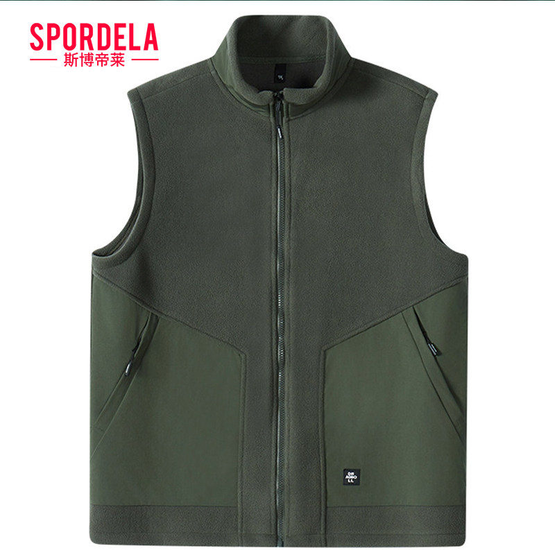 摇粒绒背心2025秋冬新款立领马甲男士中青年无袖外套开衫坎肩马夹