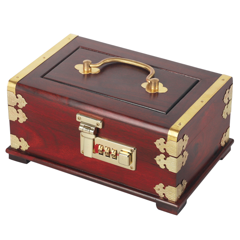 红木首饰盒酸枝木收纳盒中国复古风木质收藏带锁双层大Z容量梳妆