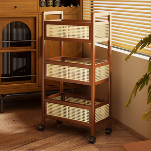 中古小推车零食置物架客厅落地可移动带轮杂物储物架玩具收纳架