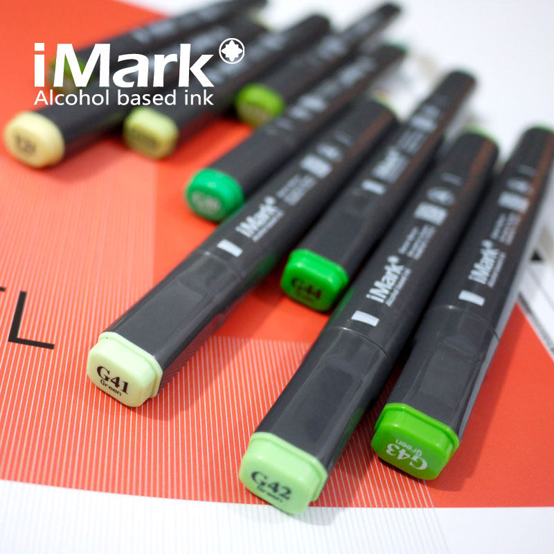 德系 iMark马克笔高端纤维酒精性斜头手绘笔三年防干套装包邮