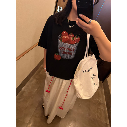 铅笔小鑫大码女装遮拜拜肉懒人宽松休闲趣味印花T恤短袖