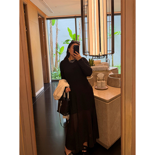 简约显瘦长款 气质好穿 网纱下摆连衣裙 女装 铅笔小鑫大码