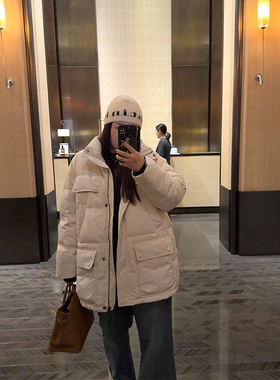 铅笔小鑫大码女装大口袋工装时髦感加厚保暖胖MM羽绒服