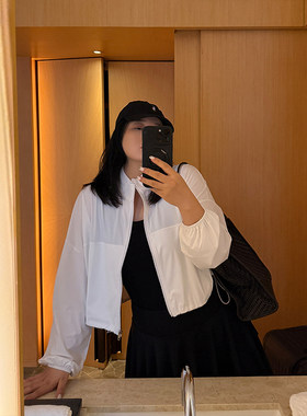 铅笔小鑫大码女装 清凉遮阳 抽绳长袖 防晒短外套衬衫上衣