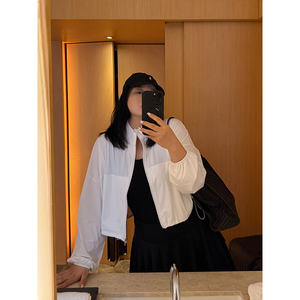 铅笔小鑫大码女装 清凉遮阳 抽绳长袖 防晒短外套衬衫上衣