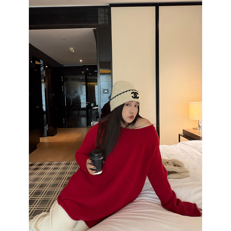 铅笔小鑫大码女装松弛氛围感纯色显瘦斜肩宽松保暖毛衣,女装/女士精品,大码内搭,淘宝优惠券,粉丝福利购,淘宝优惠卷