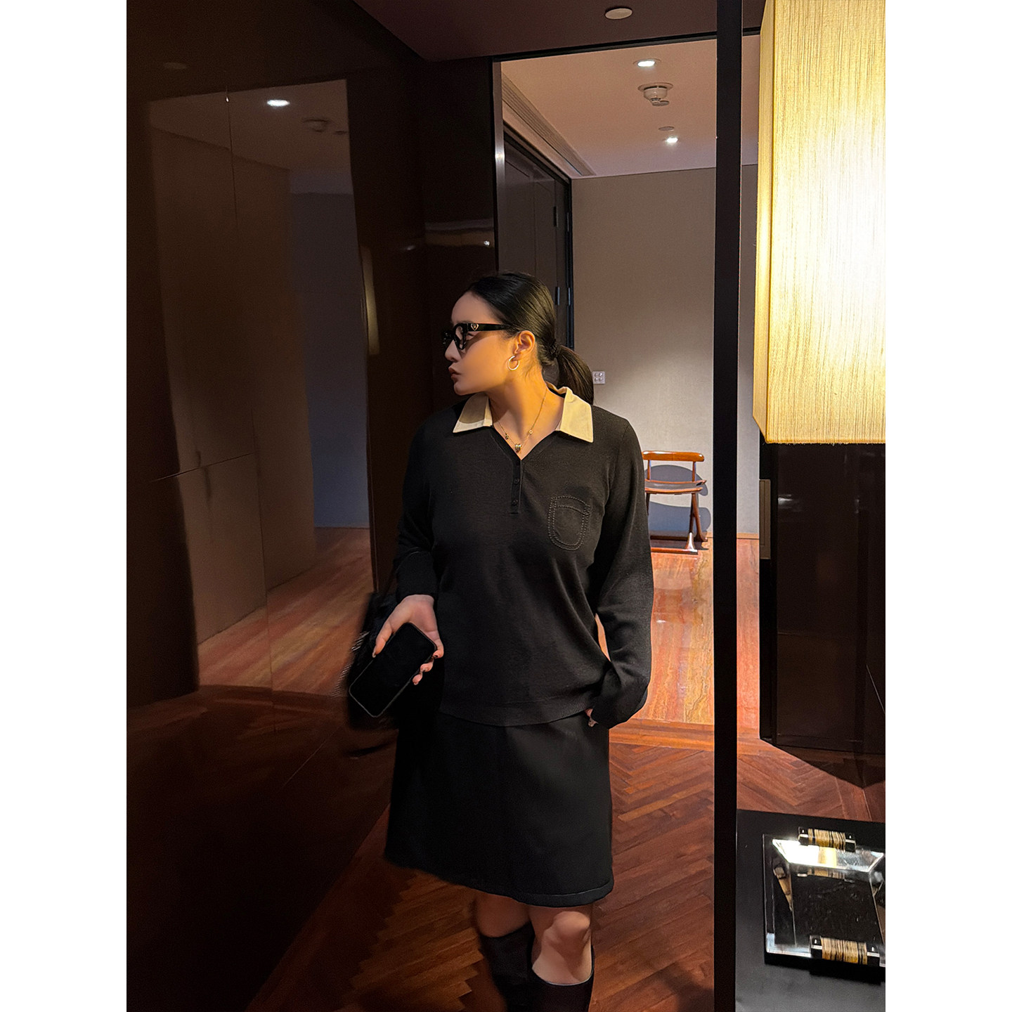 铅笔小鑫【7日 20:00 88折】撞色POLO领吸睛松弛感长袖针织衫
