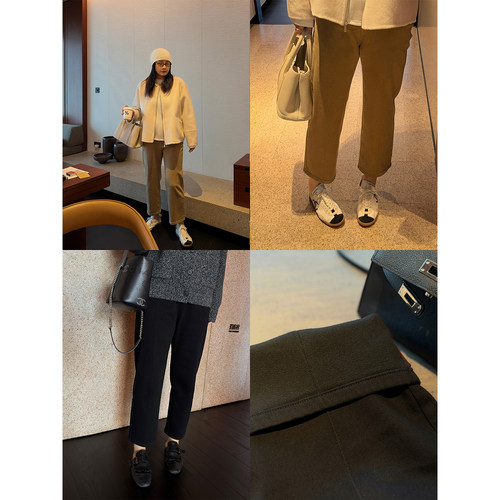铅笔小鑫大码女装暖暖亲肤剪裁加绒卷边藏肉复古八分牛仔裤