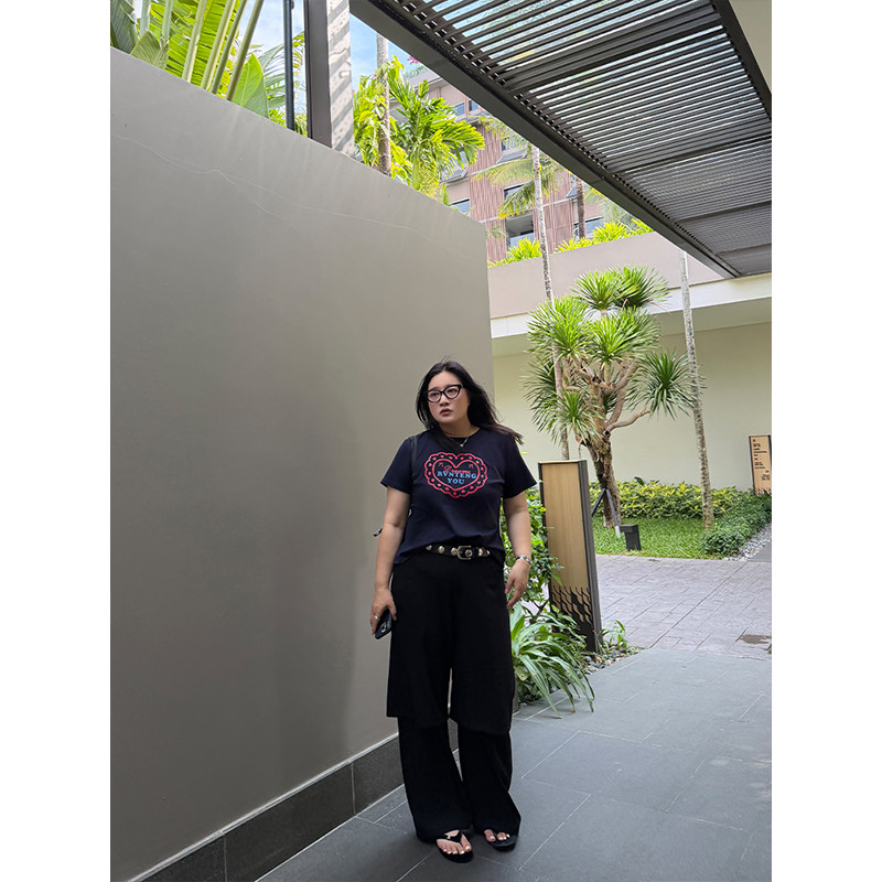 铅笔小鑫大码女装显瘦休闲假两件设计复古显瘦直筒裤