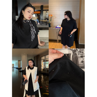 铅笔小鑫大码 高品重工烫钻H型松弛显瘦连衣裙 女装