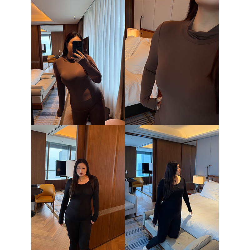 铅笔小鑫大码女装 高弹力 皮肤衣 亲肤保暖 自带胸垫保暖内衣