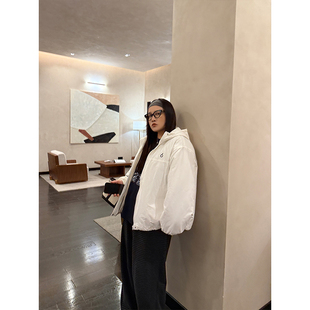 铅笔小鑫大码女装 简约夹棉连帽冲锋衣保暖棉服外套