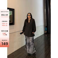鉛筆小鑫大碼女裝 遮胯設(shè)計(jì) 豹紋圖案 遮肉修身顯瘦半身裙