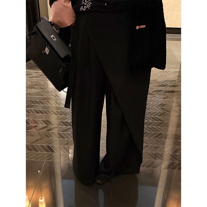 铅笔小鑫大码女装复古高腰吸睛斜片绑带设计感洗显瘦遮肉阔腿裤,女装/女士精品,大码裤装,淘宝优惠券,粉丝福利购,淘宝优惠卷