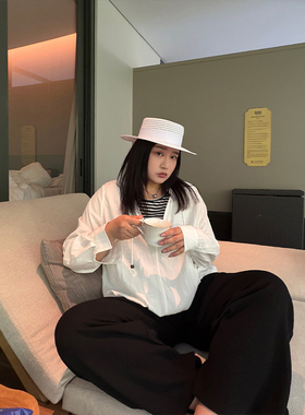 铅笔小鑫大码女装 松弛随性休闲复古撞色拼接假两件衬衣外套